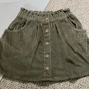 Olive Corduroy Skirt with Button Front